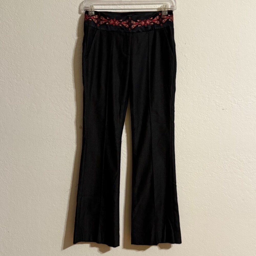 bebe Black Pants with Red Patterned Waistband